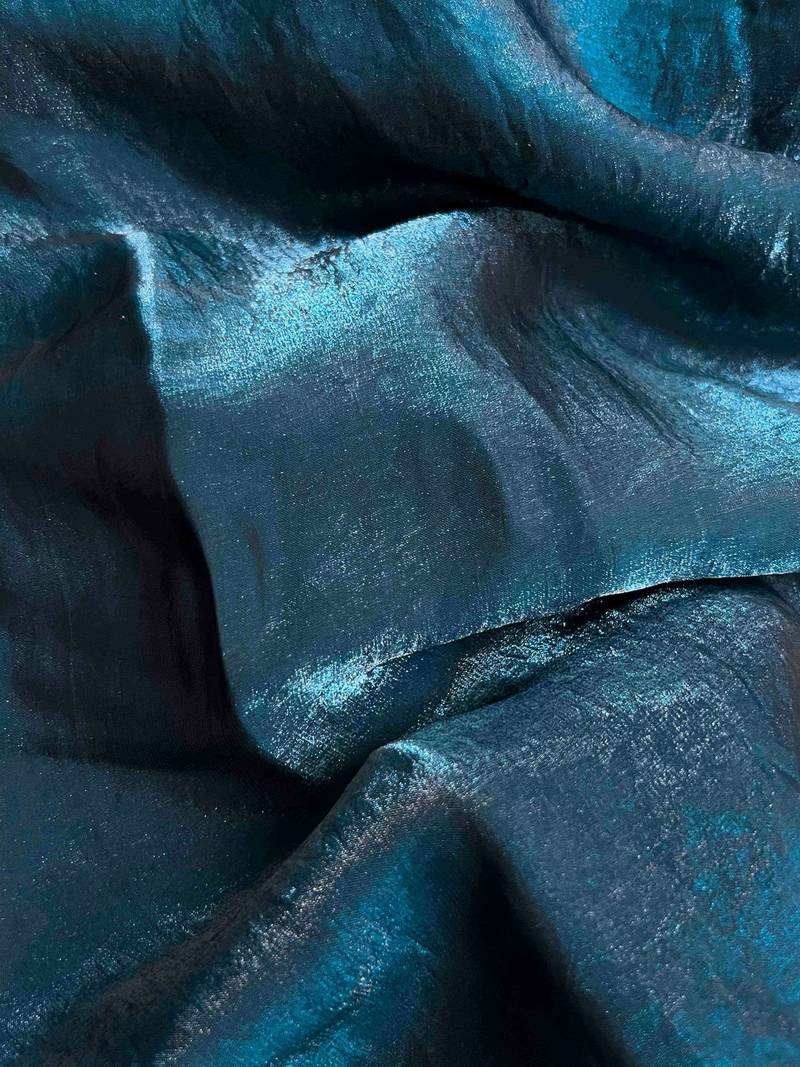 Teal fandy satin silk party wear saree
