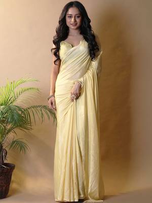 Yellow silk blend saree 1