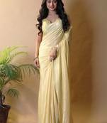 Yellow silk blend saree