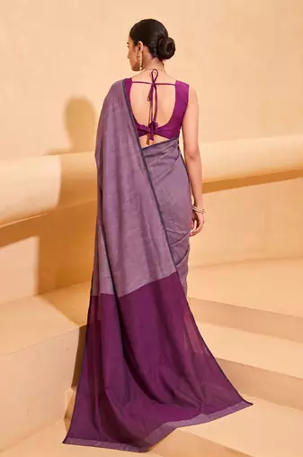 lavender cotton blend saree for women | festive traditional & party wear ethnic saree