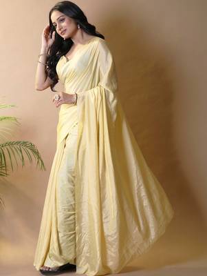 Yellow silk blend saree 2