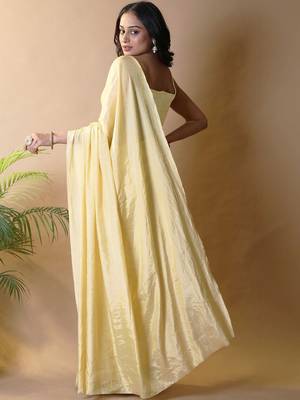 Yellow silk blend saree 3