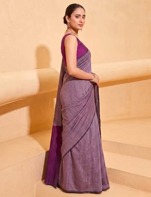lavender cotton blend saree for women | festive traditional & party wear ethnic saree 3