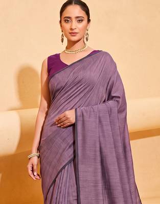 lavender cotton blend saree for women | festive traditional & party wear ethnic saree 4