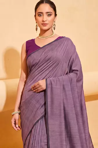 lavender cotton blend saree for women | festive traditional & party wear ethnic saree
