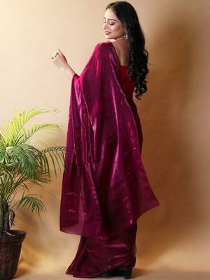 Maroon satin saree 3