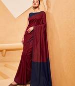 maroon cotton blend saree for women | festive traditional & party wear ethnic saree