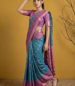 Multicolor ethnic motifs silk blend handloom patola saree