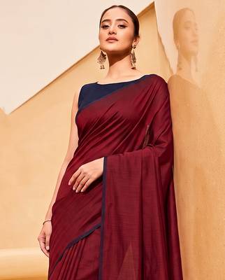 maroon cotton blend saree for women | festive traditional & party wear ethnic saree 4