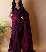 Maroon poly georgette saree