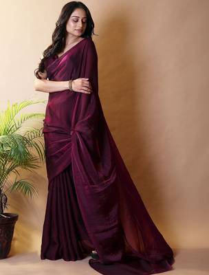 Maroon poly georgette saree 2