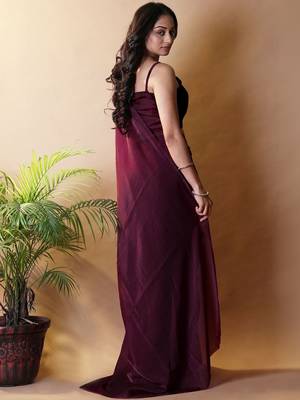 Maroon poly georgette saree 3