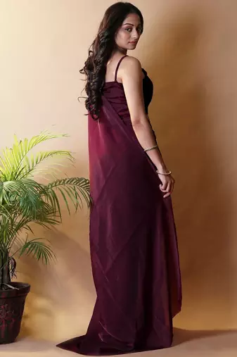 Maroon poly georgette saree