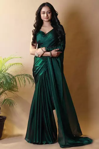 Green poly georgette saree