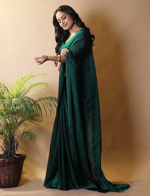 Green poly georgette saree 2
