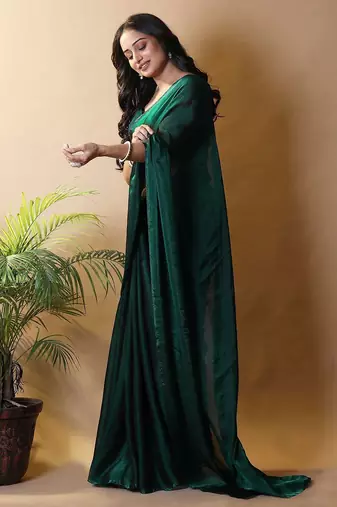 Green poly georgette saree