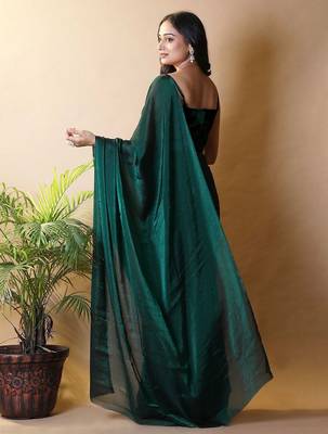 Green poly georgette saree 3