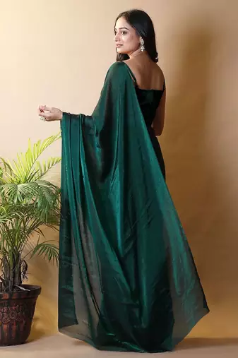 Green poly georgette saree