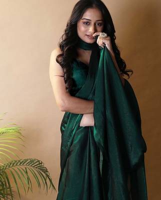 Green poly georgette saree 5