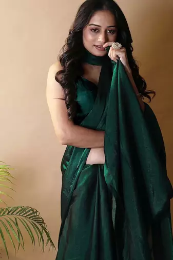 Green poly georgette saree