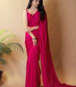 Pink fandy satin silk party wear saree