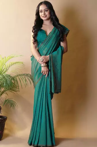 Teal silk cotton handloom saree