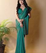 Teal silk cotton handloom saree