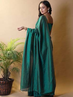 Teal silk cotton handloom saree 3