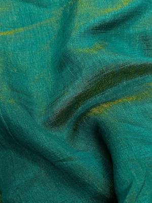 Teal silk cotton handloom saree 5
