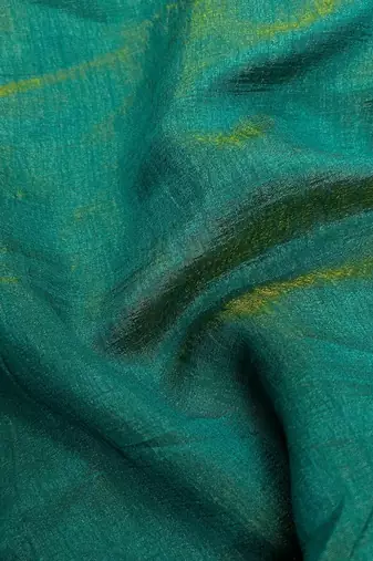 Teal silk cotton handloom saree
