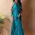 Teal silk cotton saree