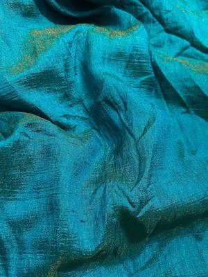 Teal silk cotton saree 5
