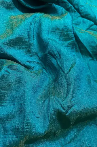 Teal silk cotton saree
