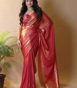 Red satin saree