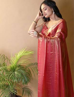 Red satin saree 4