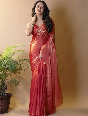 Red satin saree 5