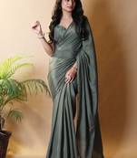 Green silk blend saree