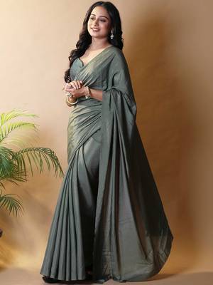 Green silk blend saree 4