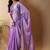 Lavender poly chiffon designer saree