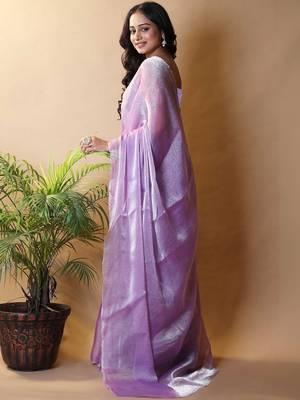Lavender poly chiffon designer saree 3