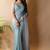 Sea green poly georgette saree