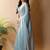 Sea green poly georgette saree