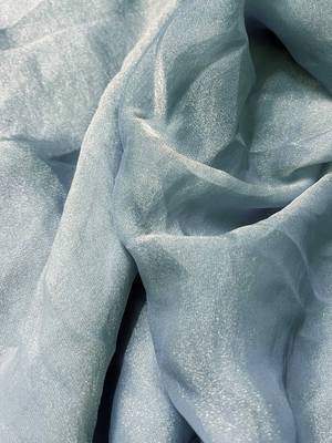 Sea green poly georgette saree 5