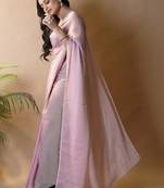 Pink woven design poly georgette saree