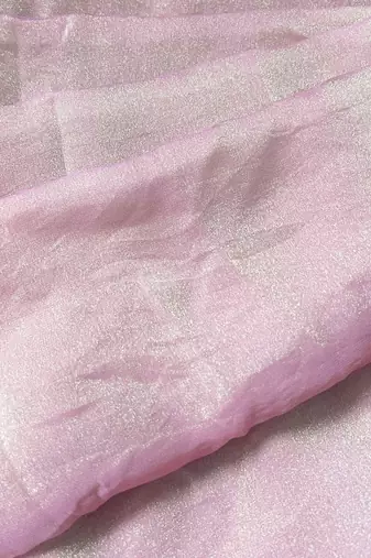 Pink woven design poly georgette saree