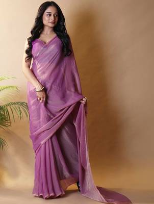 Purple poly georgette saree 1