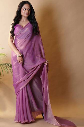 Purple poly georgette saree