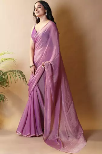 Purple poly georgette saree