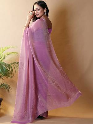 Purple poly georgette saree 3