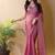 Pink poly georgette saree